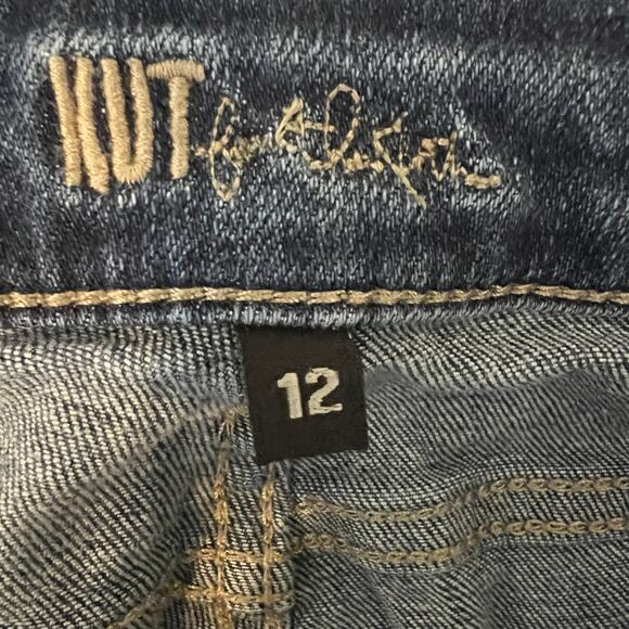 Kut from the Kloth Straight Leg Jeans Womens 12 Dark Wash Stretch Distressed - Picture 6 of 6